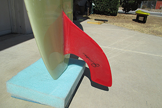 Fin of 1968 Bing Pintail Lightweight Vintage Surfboard